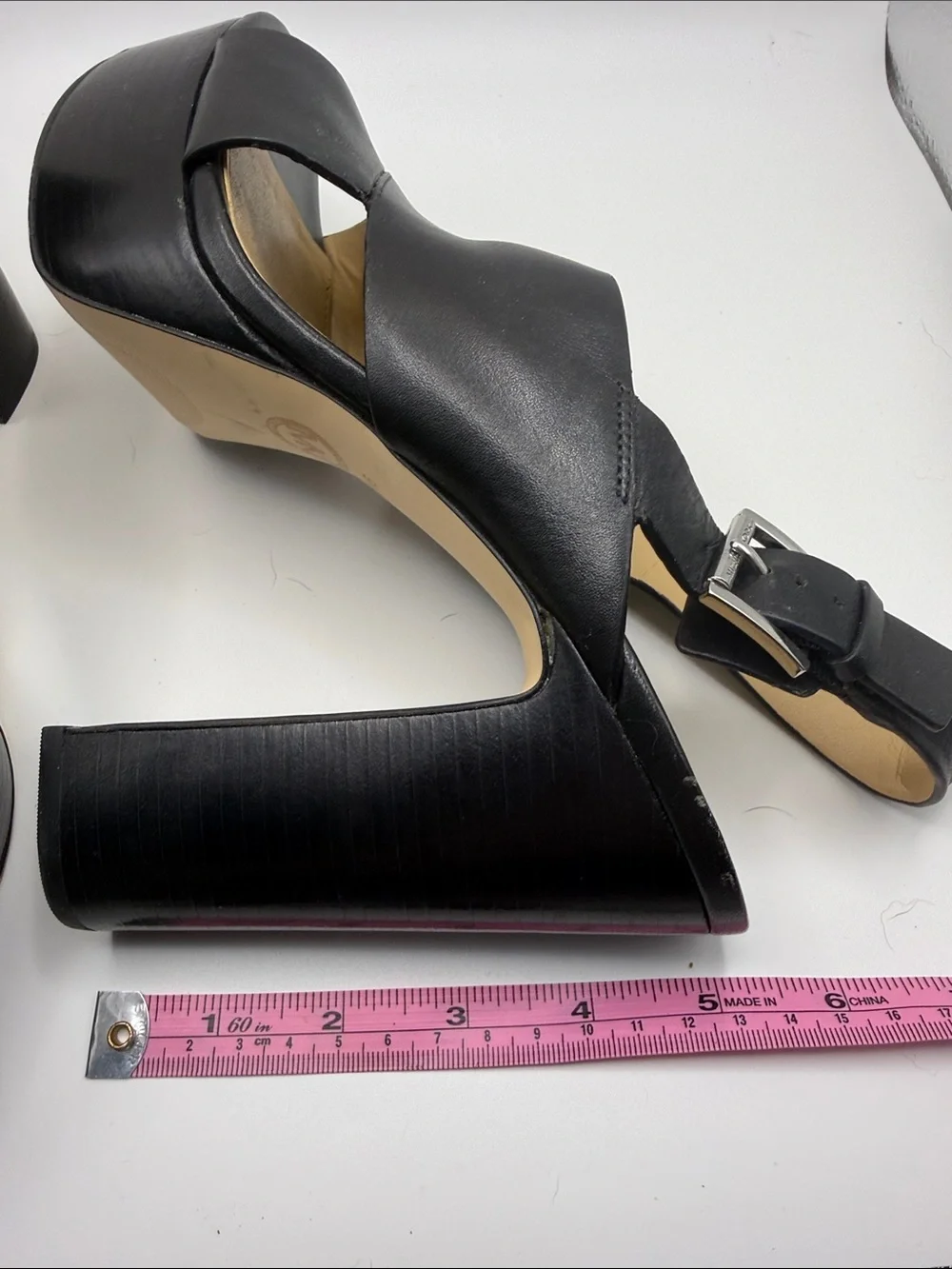 Michael Kors Black Leather Platform Open-Toe Slingbacks